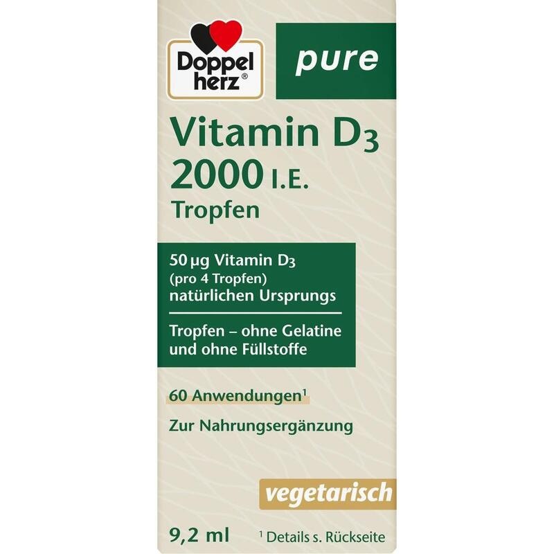 DOPPELHERZ Vitamin D3 2000 I.E. pure Tropfen